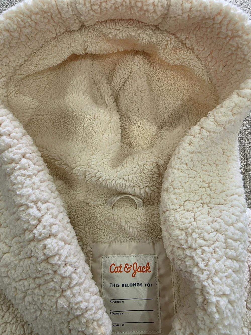 Cat & Jack Cream Plush Sherpa Hooded Puffer Jacket